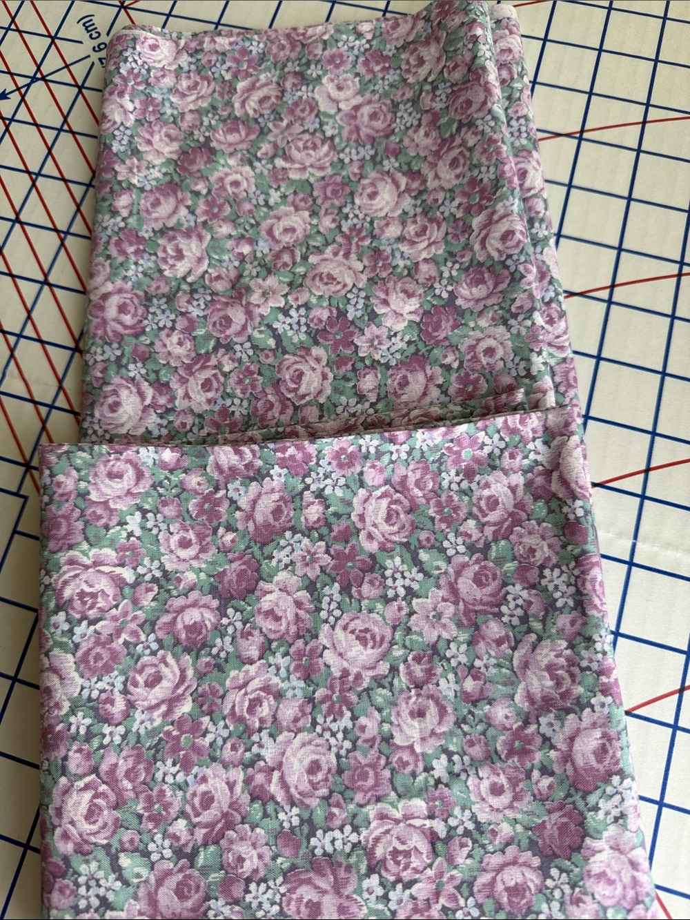 Vintage Peter Pan Fabrics Rose Floral Cotton 1 1/3+ Yds x 42 Mauve Lavender - Picture 2 of 12